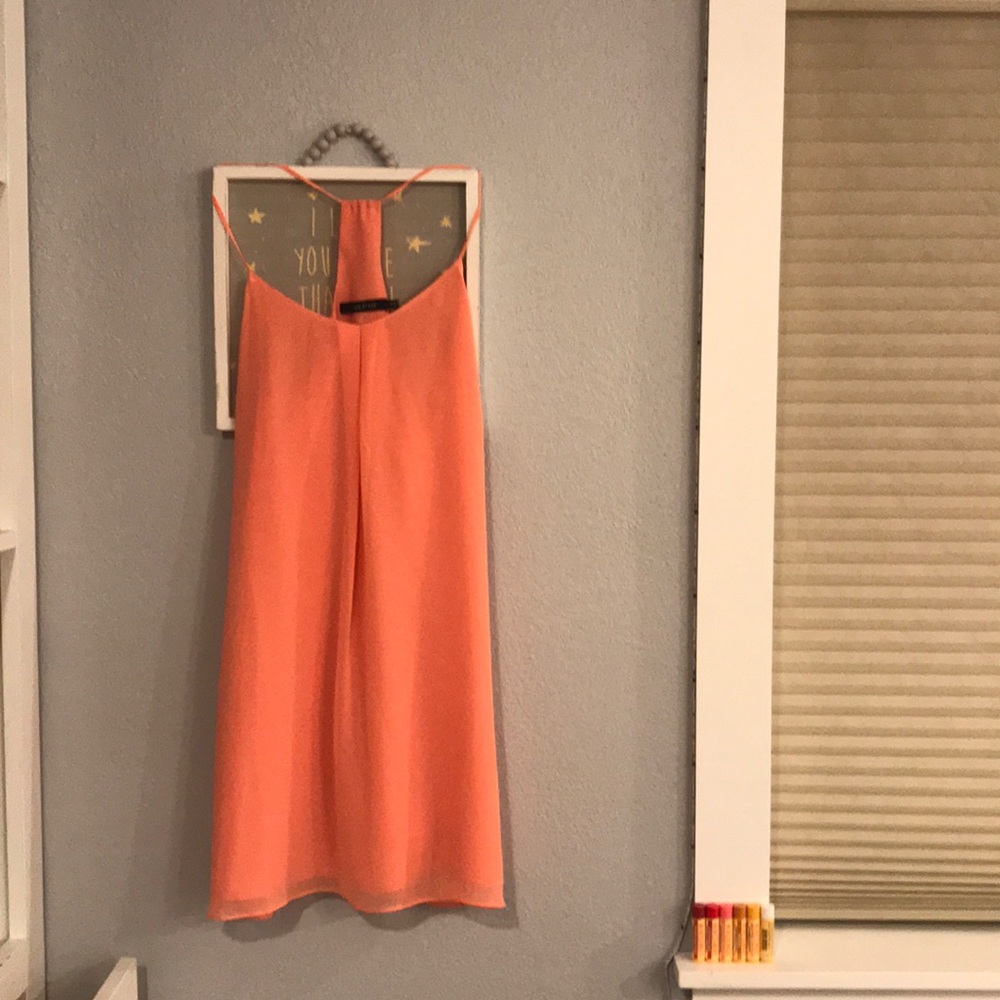 Salmon colored babydoll mini dress